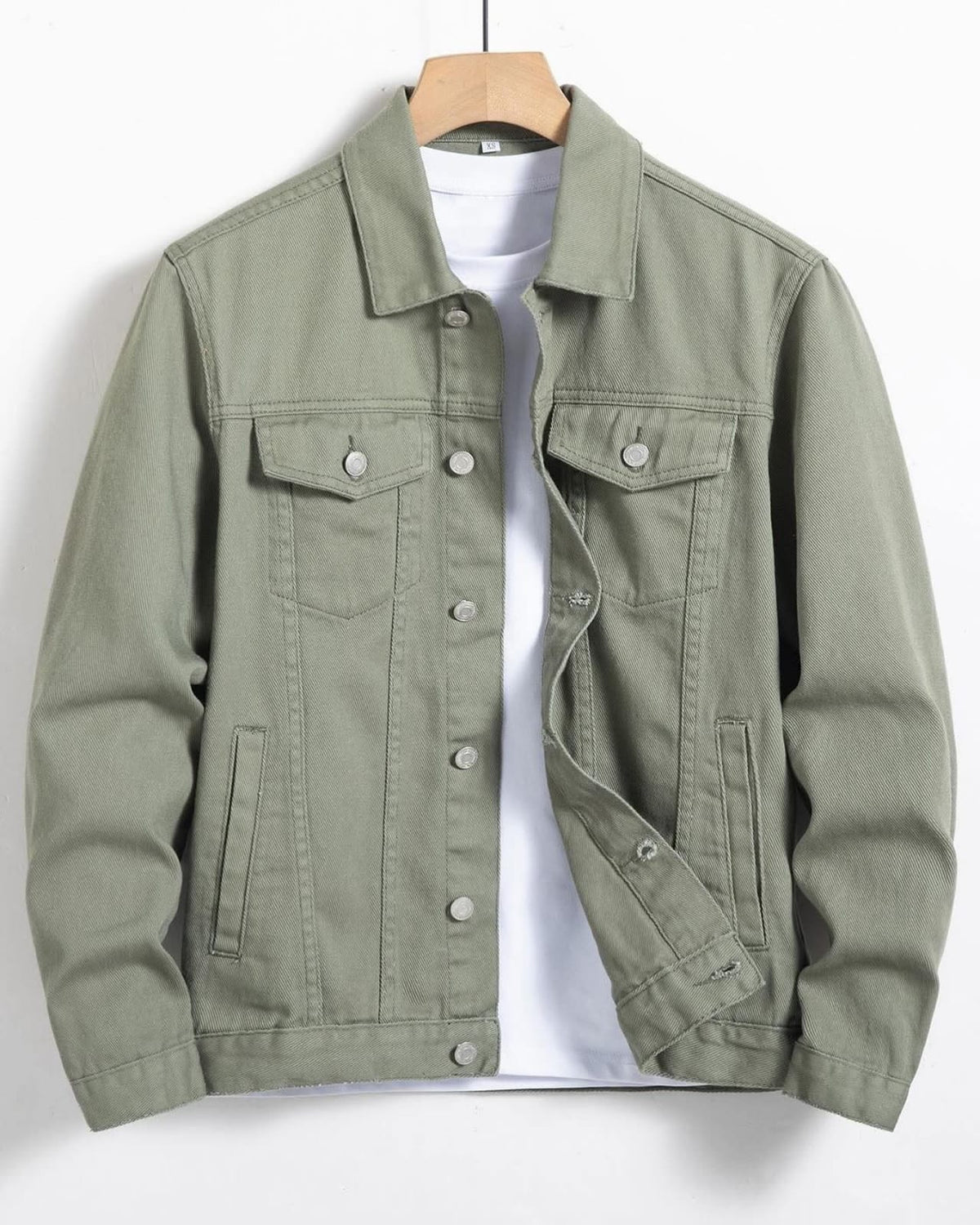 Olive Green Denim Jacket – Premium Casual Wear