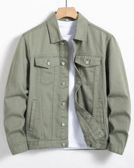 Olive Green Denim Jacket – Premium Casual Wear